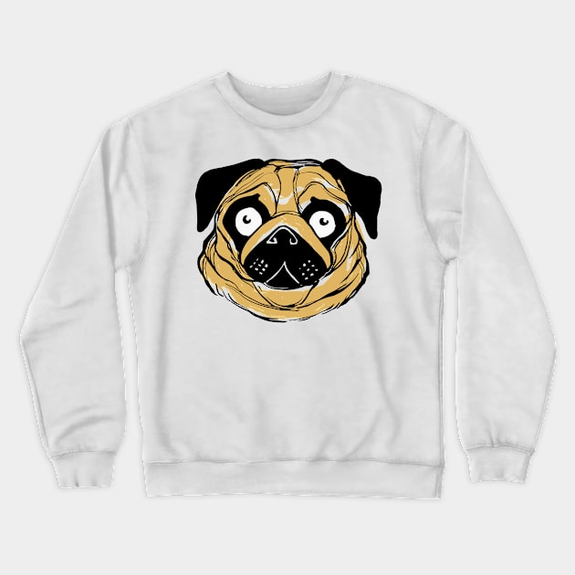 Face of a pug dog ink illustration Crewneck Sweatshirt by bernardojbp